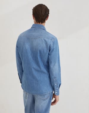 Lightweight denim shirt Medium Denim Man - Brunello Cucinelli
