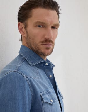 Lightweight denim shirt Medium Denim Man - Brunello Cucinelli