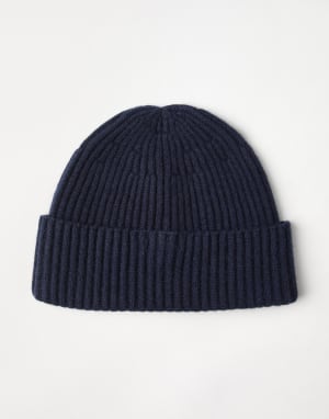 ブルネロクチネリ ニット帽 カシミヤ混 ネップ ネイビー系 ブルネロクチネリ ニット帽 カシミヤ混 ネップ ネイビー系