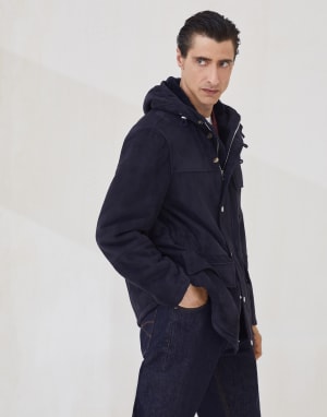 Parka aus Shearling Navy-Blau Herren - Brunello Cucinelli