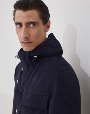 Parka aus Shearling Navy-Blau Herren - Brunello Cucinelli