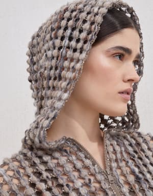 Cardigan Balloon Net Chameau Femme - Brunello Cucinelli