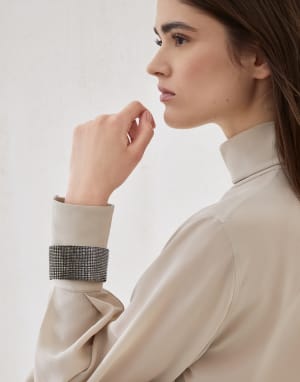 Crêpe de chine T-shirt Cool Beige Woman - Brunello Cucinelli