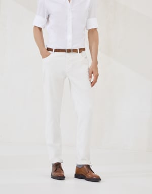 Lightweight denim trousers Ecru Man - Brunello Cucinelli