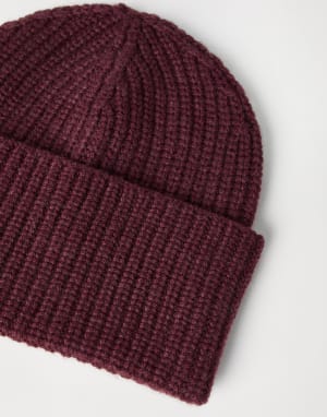 Bonnet en cachemire à côtes Violet Homme - Brunello Cucinelli