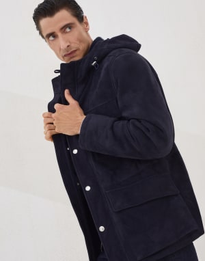 Shearling parka Navy Blue Man - Brunello Cucinelli