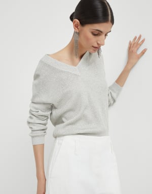 Джемпер платированной вязки Туман Женщина - Brunello Cucinelli