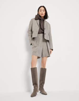 Suede city boots with monili Brown Woman - Brunello Cucinelli