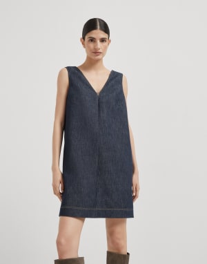Abito Mini Denim Scuro Donna - Brunello Cucinelli