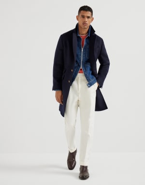 T-shirt with faux-layering Orange Man - Brunello Cucinelli