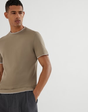 T-shirt with faux-layering Sage Man - Brunello Cucinelli