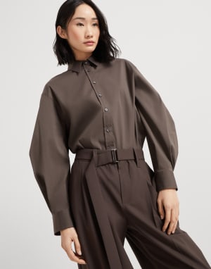 Sartorial Baggy trousers Cocoa Woman - Brunello Cucinelli