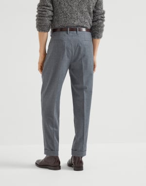 Leisure fit trousers with double pleats Medium Grey Man - Brunello Cucinelli