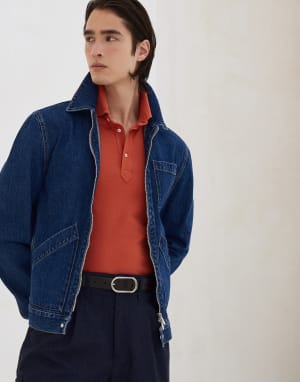 Piqué polo shirt Orange Man - Brunello Cucinelli