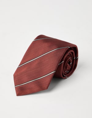 Striped silk necktie Orange Man - Brunello Cucinelli
