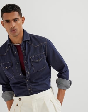 T-shirt with faux-layering Bordeaux Man - Brunello Cucinelli