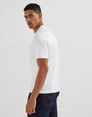 T-shirt with faux-layering White Man - Brunello Cucinelli