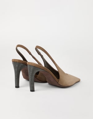 Suede slingback heels Light Brown Woman - Brunello Cucinelli