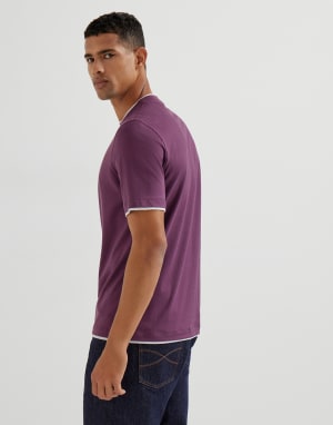 T-shirt with faux-layering Burgundy Man - Brunello Cucinelli