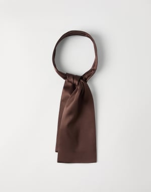 Stretch silk satin jabot Brown Woman - Brunello Cucinelli