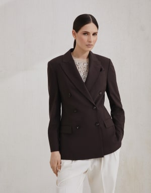 Blazer with monili Cocoa Woman - Brunello Cucinelli