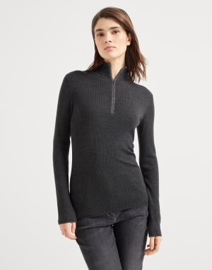 Virgin wool and cashmere sweater Anthracite Woman - Brunello Cucinelli