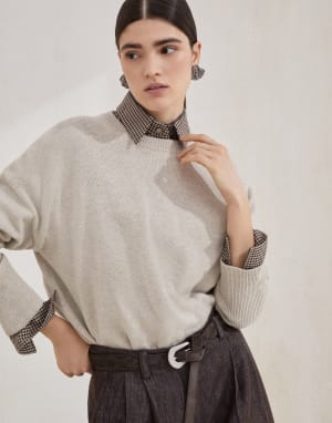 镶珠装饰羊绒衫 米黄 女款 - Brunello Cucinelli