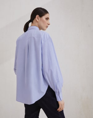 Cotton shirt with monili Azure Woman - Brunello Cucinelli