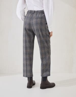 Prince of Wales baggy trousers Anthracite Woman - Brunello Cucinelli