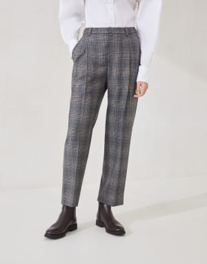 Prince of Wales baggy trousers Anthracite Woman - Brunello Cucinelli
