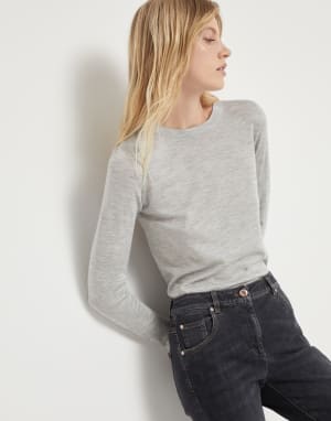 Cashmere and silk sweater Light Grey Woman - Brunello Cucinelli