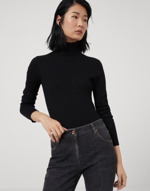 闪烁羊绒丝针织衫 黑色 女款 - Brunello Cucinelli