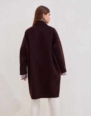 Cashmere beaver cloth coat Burgundy Woman - Brunello Cucinelli