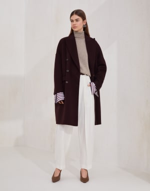Cashmere beaver cloth coat Burgundy Woman - Brunello Cucinelli