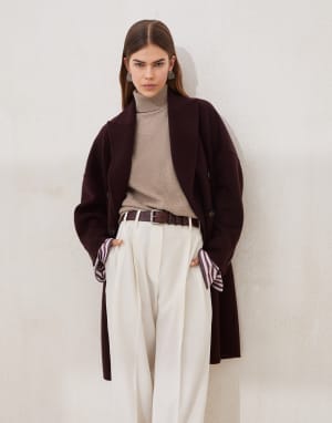 Cashmere beaver cloth coat Burgundy Woman - Brunello Cucinelli