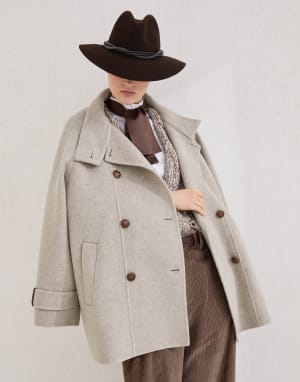 Hand-finished Caban jacket Cool Beige Woman - Brunello Cucinelli