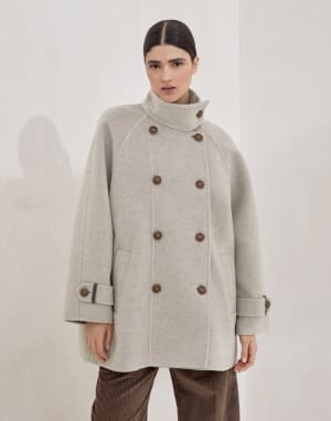 Hand-finished Caban jacket Cool Beige Woman - Brunello Cucinelli
