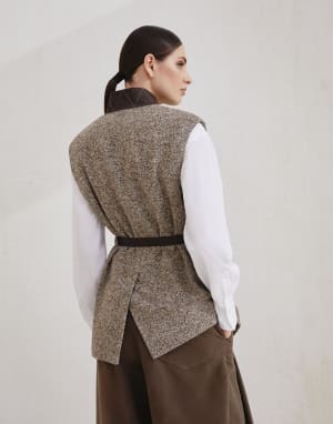 Weste aus Fischgrat-Tweed Kordel Damen - Brunello Cucinelli