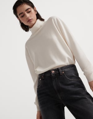 Cashmere sweater with monili White Woman - Brunello Cucinelli