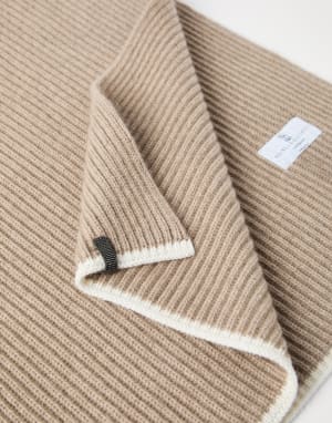 羊绒编织围巾 浅棕色 女款 - Brunello Cucinelli