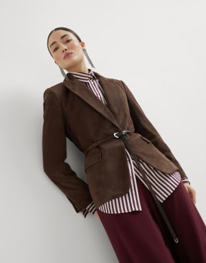 Suede blazer Rust Brown Woman - Brunello Cucinelli