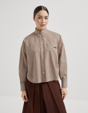 【大きいサイズ】ブルネロクチネリ バンドカラーコットンシルクシャツ モニーレ付き 大きいサイズ】ブルネロクチネリ バンドカラーコットンシルク