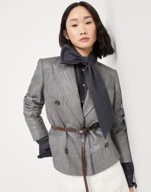 スパークリングツイル ジャケット シルバー レディース - Brunello Cucinelli