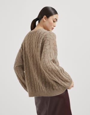 Sudadera Dazzling Cable Avellana Mujer - Brunello Cucinelli