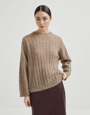 Sudadera Dazzling Cable Avellana Mujer - Brunello Cucinelli