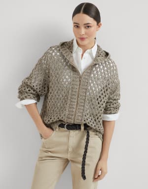 Dazzling Net cardigan Warm Beige Woman - Brunello Cucinelli