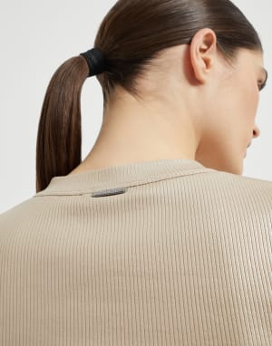 Sparkling jersey T-shirt Sand Woman - Brunello Cucinelli