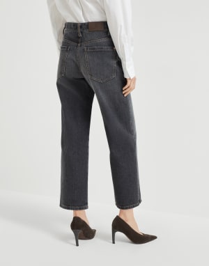 Hose aus Authentic-Denim Dunkelgrau Damen - Brunello Cucinelli