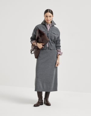 ダブルニット ミディスカート ガンメタルグレー レディース - Brunello Cucinelli