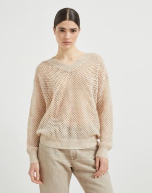 Джемпер Dazzling Mesh Теплый бежевый Женщина - Brunello Cucinelli